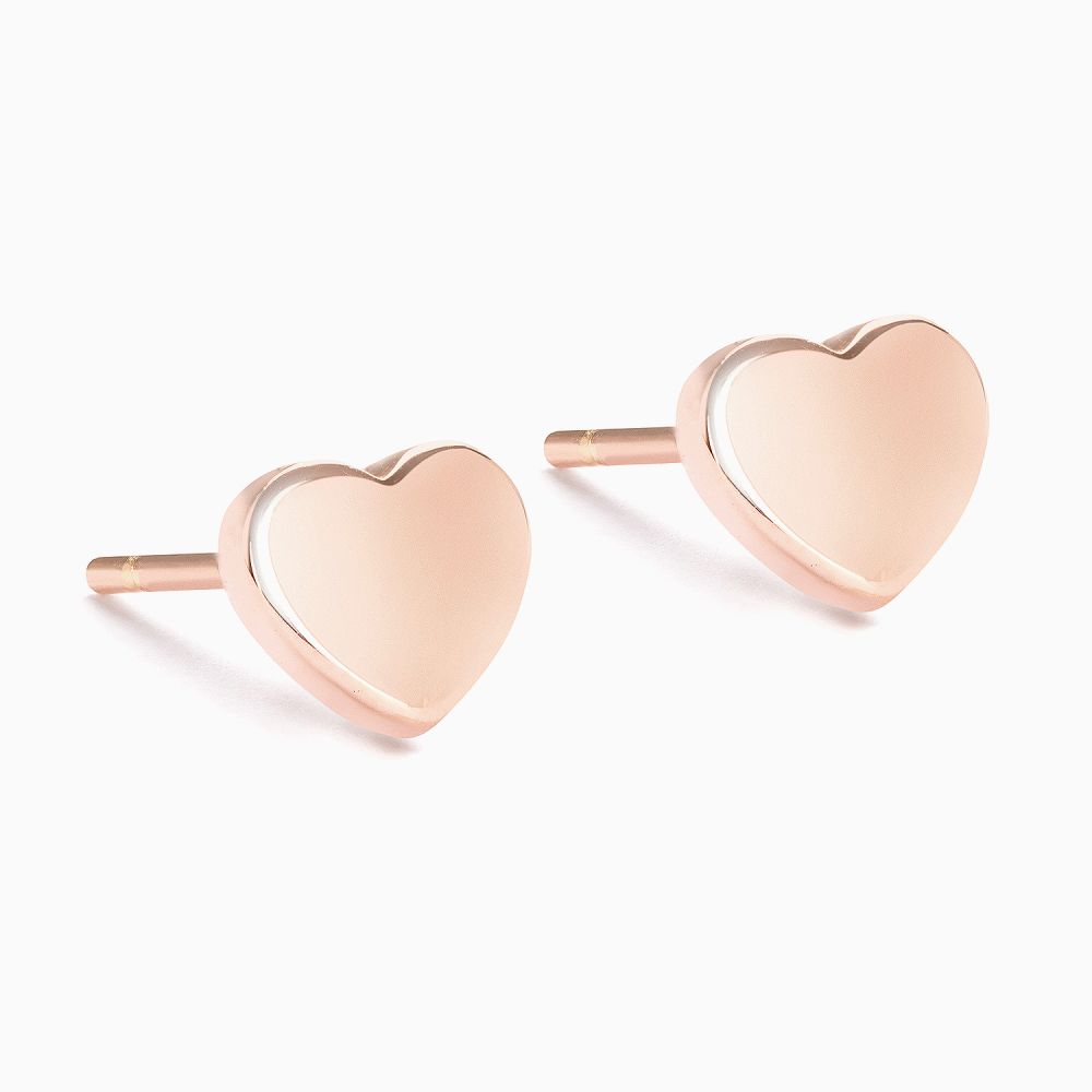 Pendientes infantiles de oro rosa con forma de corazón