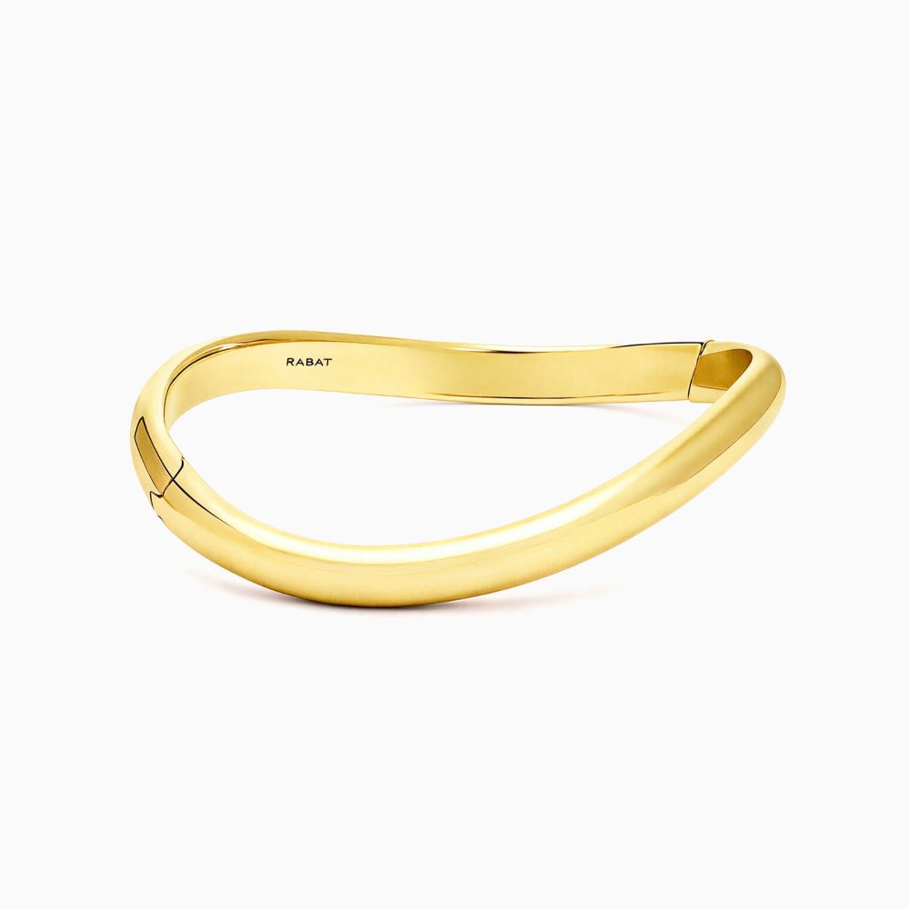 Pulsera rígida ondulada de oro amarillo en Joyería RABAT