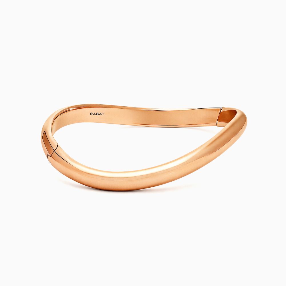 Pulsera rígida ondulada de oro rosa en Joyería RABAT