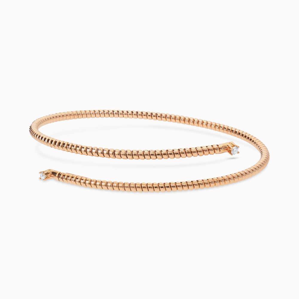 Pulsera tubogas de oro rosa con diamantes 