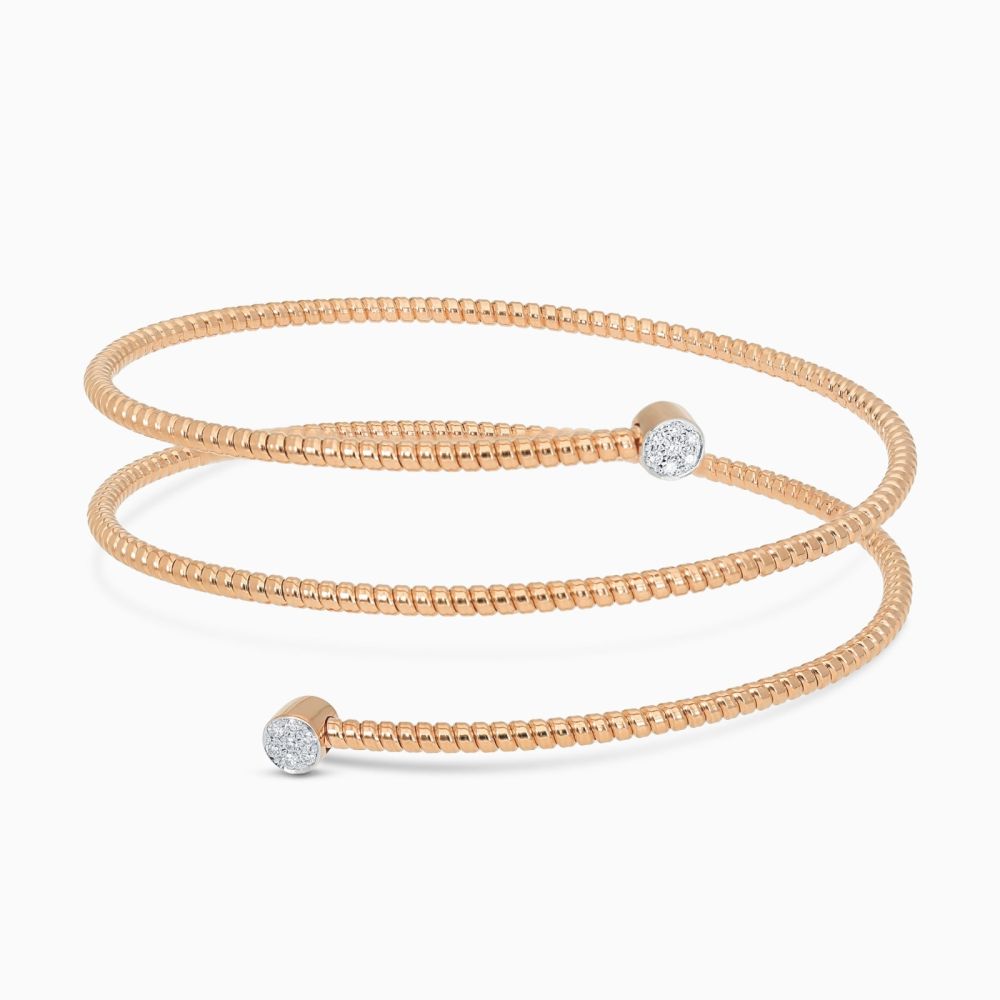 Pulsera tubogas tres vueltas de oro rosa con diamantes