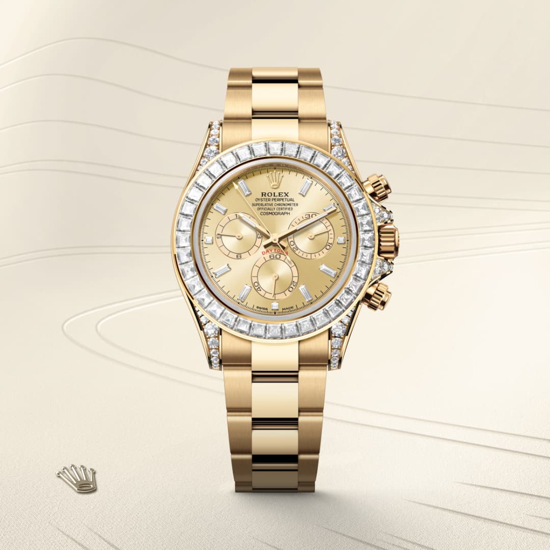Rolex Cosmograph Daytona ref: M126598TBR-0001 oyster, 40 mm, oro amarillo y diamantes. De movimiento perpetual, cronógrafo mecánico, de cuerda automática con calibre 4131, Manufactura Rolex.