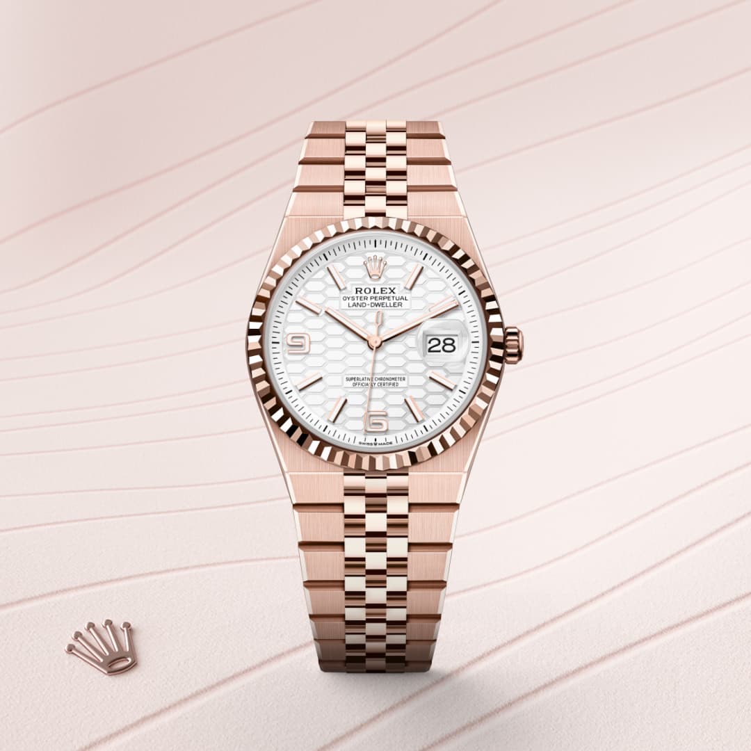 Rolex Land-Dweller 36 ref: M127235-0001 oyster, 36 mm, oro everose. De movimiento perpetual, mecánico, de cuerda automática con calibre 7135, Manufactura Rolex. 