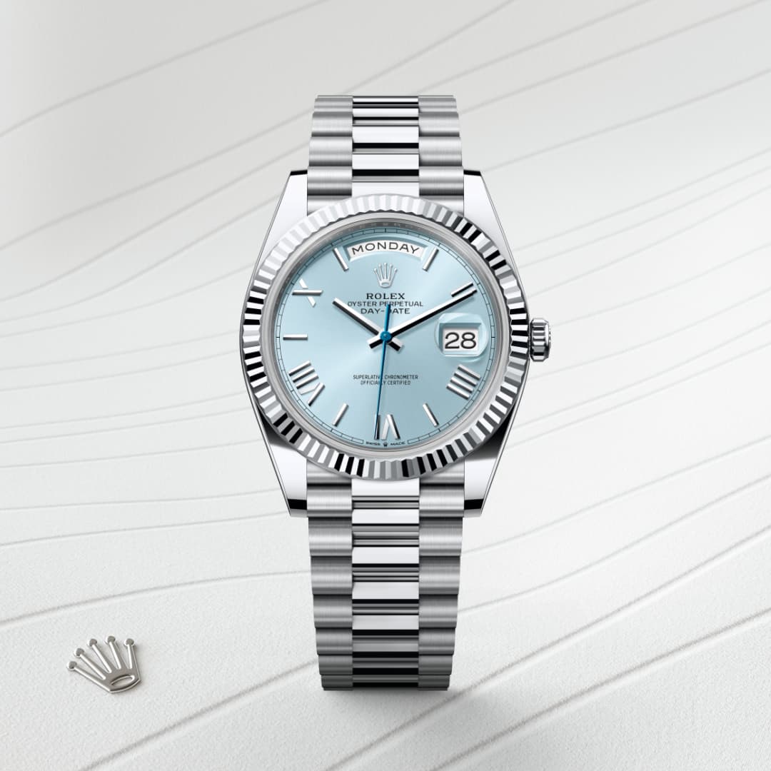 Rolex Day-Date 40 ref: M228236-0012 oyster, 40 mm, platino. De movimiento perpetual, mecánico, de cuerda automática con calibre 3255, Manufactura Rolex.