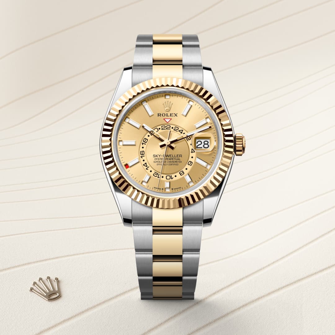 Rolex Sky-Dweller ref: M336933-0001 oyster, 42 mm, acero oystersteel y oro amarillo. De movimiento perpetual, mecánico, de cuerda automática, doble huso horario, calendario anual con calibre 9002, Manufactura Rolex. 