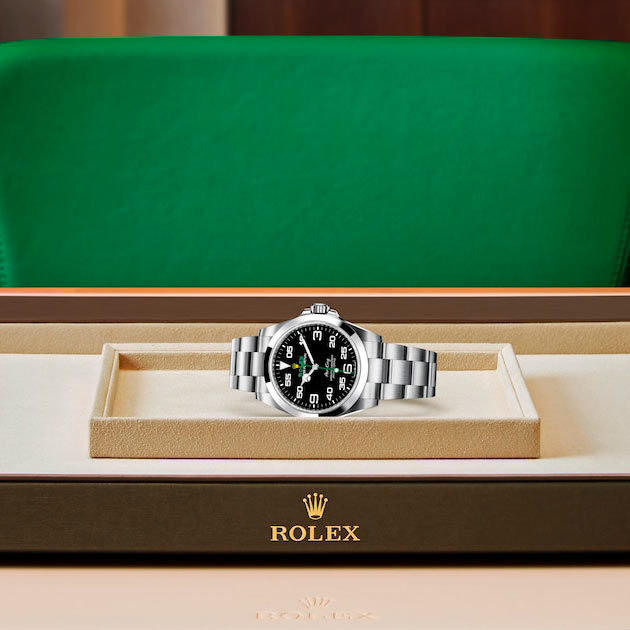 Exposición en la joyeria del reloj Rolex Air-King Acero Oystersteel ref: M126900-0001