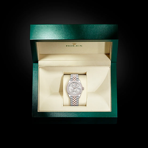 Packaging del reloj Rolex Datejust 31 Rolesor Everose combinación de acero Oystersteel y oro Everose ref: M278381RBR-0032
