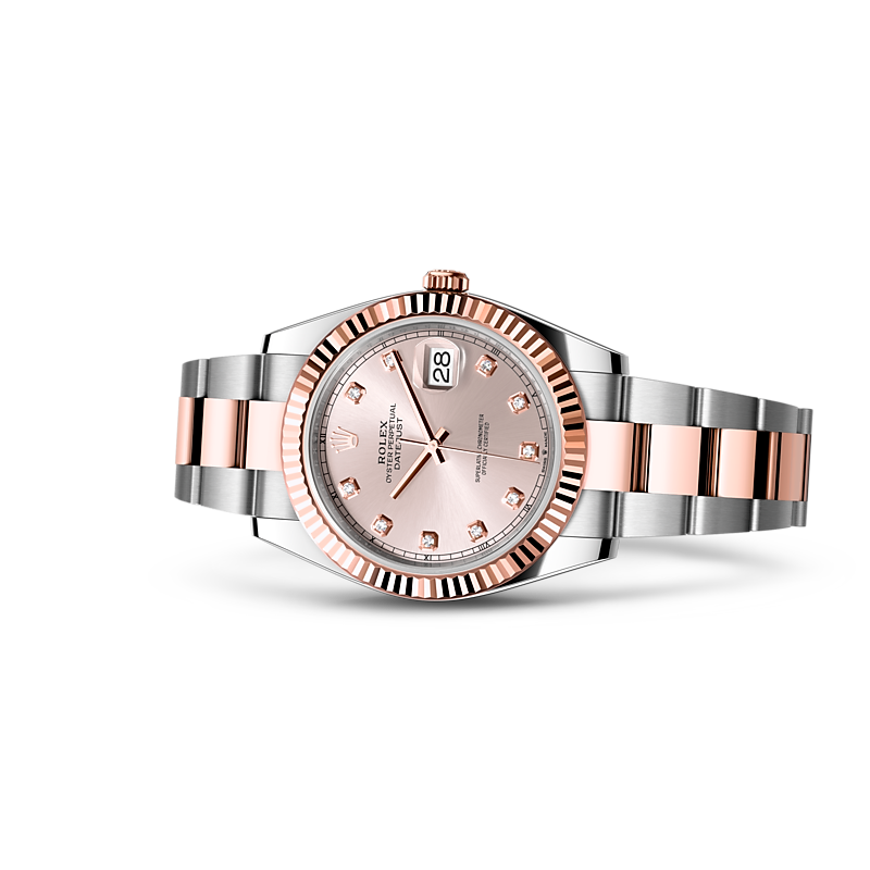 Detalle del brazalete del Rolex Datejust 41 Rolesor Everose combinación de acero Oystersteel y oro Everose ref: M126331-0007