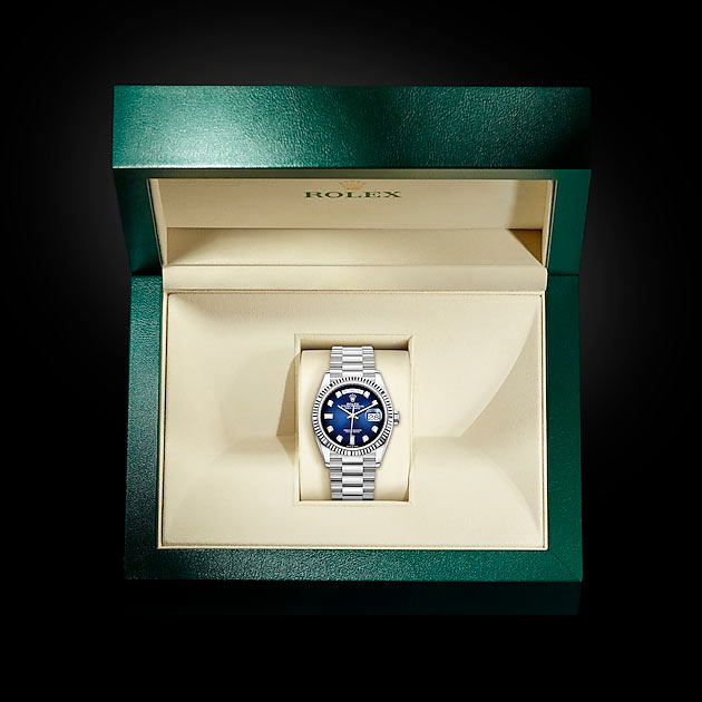 Packaging del reloj Rolex Day-Date 36 Oro blanco de 18 quilates ref: M128239-0023