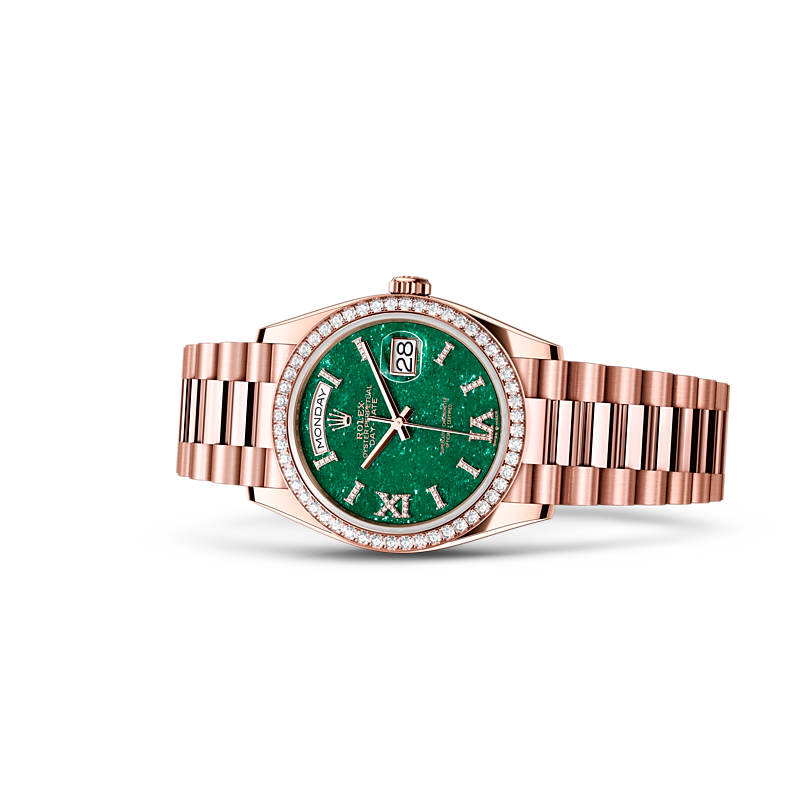 Detalle del brazalete del Rolex Day-Date 36 Oro Everose de 18 quilates ref: M128345RBR-0068
