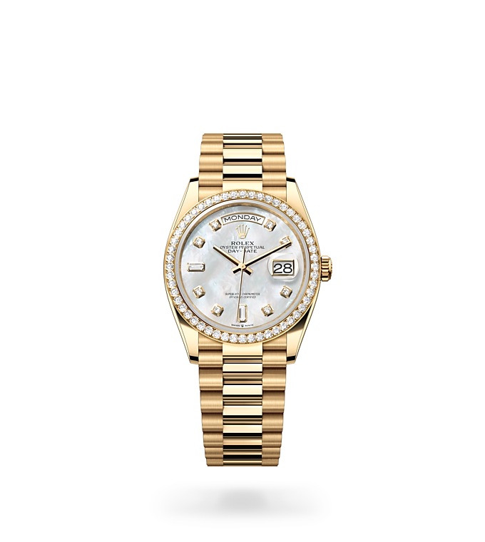 Rolex oyster perpetual day top date oro 18k diamantes