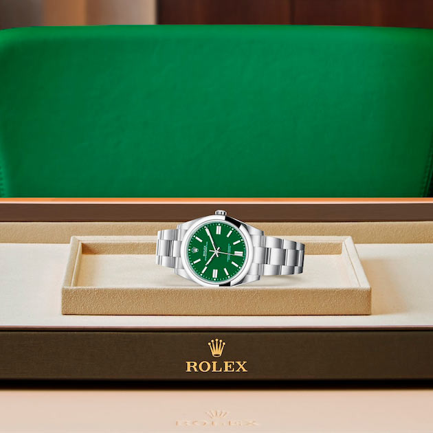 Exposición en la joyeria del reloj Rolex Oyster Perpetual 41 Acero Oystersteel ref: M124300-0005
