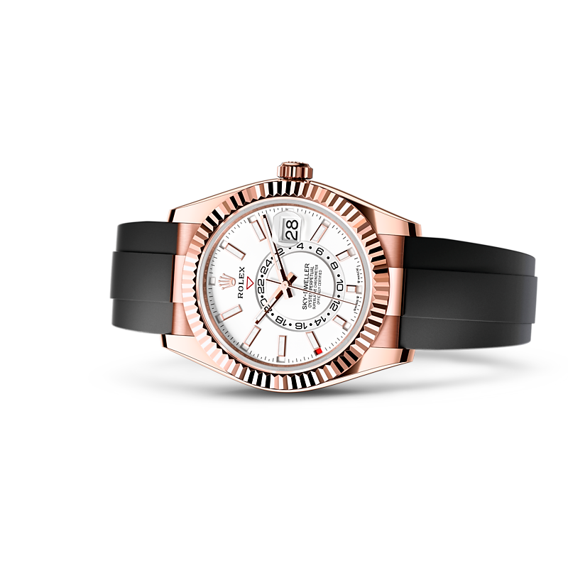 Detalle del brazalete del Rolex Sky-Dweller Oro Everose de 18 quilates ref: M336235-0003