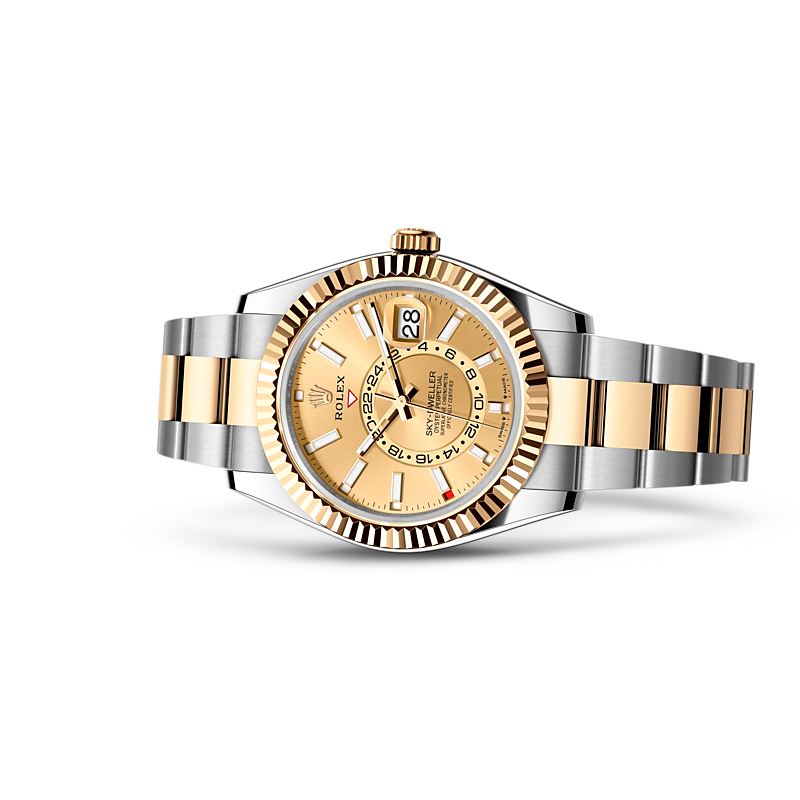 Detalle del brazalete del Rolex Sky-Dweller Rolesor amarillo combinación de acero Oystersteel y oro amarillo ref: M336933-0001