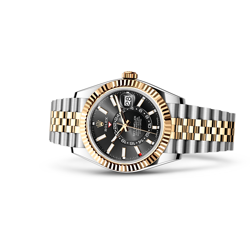 Detalle del brazalete del Rolex Sky-Dweller Rolesor amarillo combinación de acero Oystersteel y oro amarillo ref: M336933-0004