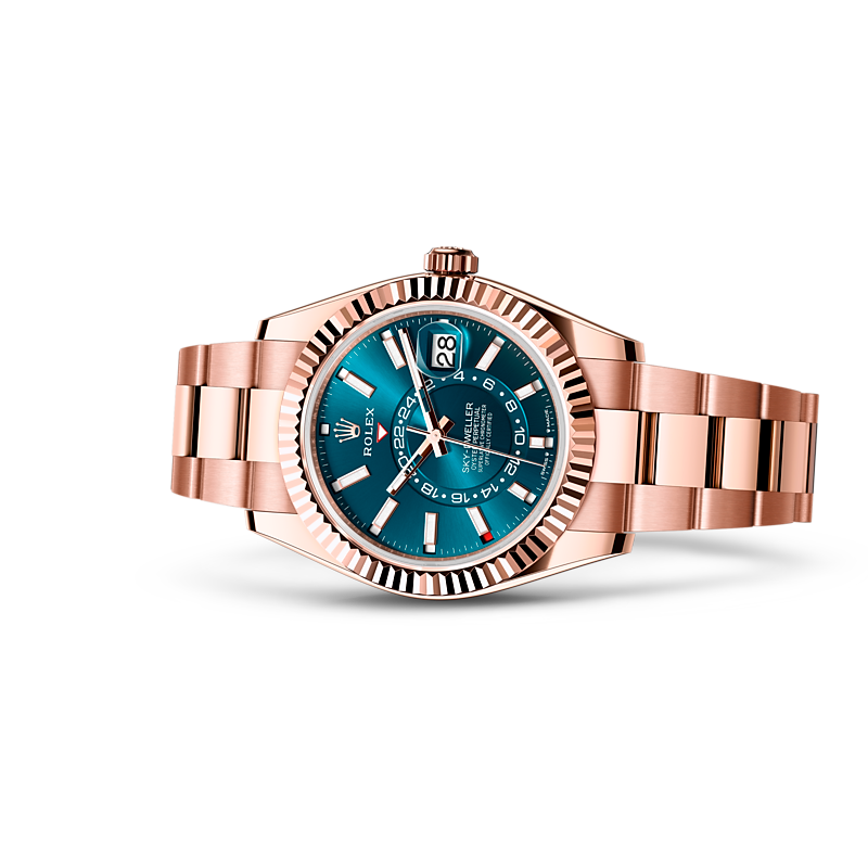 Detalle del brazalete del Rolex Sky-Dweller Oro Everose de 18 quilates ref: M336935-0001