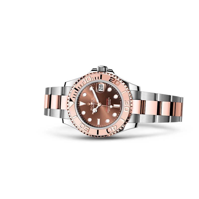 Detalle del brazalete del Rolex Yacht-Master 37 Rolesor Everose combinación de acero Oystersteel y oro Everose ref: M268621-0003