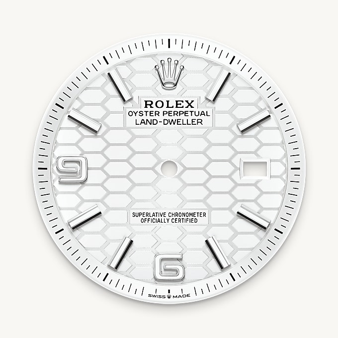 Esfera blanco intenso del reloj Rolex Land-Dweller 40 || M127334-0001