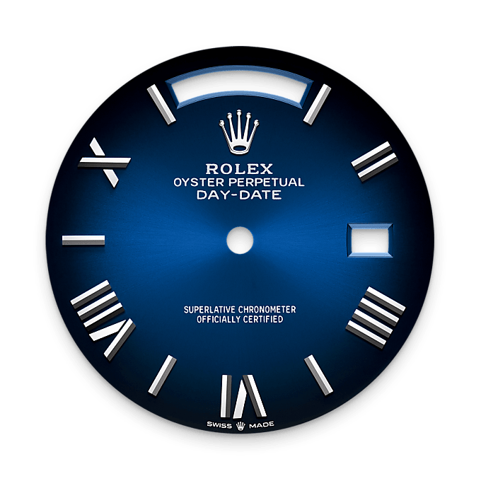 Esfera en azul sombreado del reloj Rolex Day-Date 40 II M228239-0076