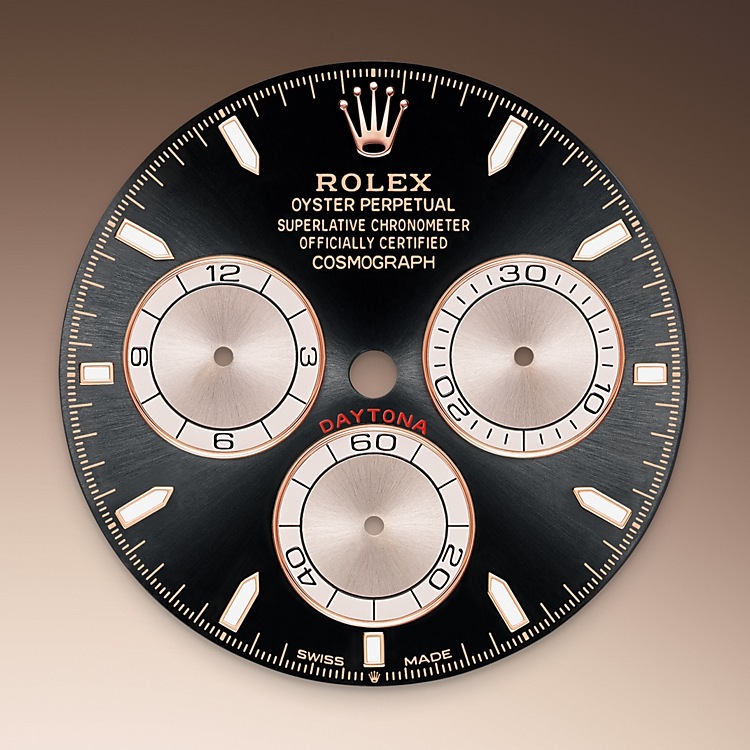 Esfera negro vivo y Sundust del reloj Rolex Cosmograph Daytona M126505-0001