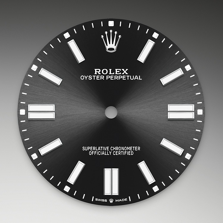 Esfera negro vivo del reloj Rolex Oyster Perpetual 41 M124300-0002