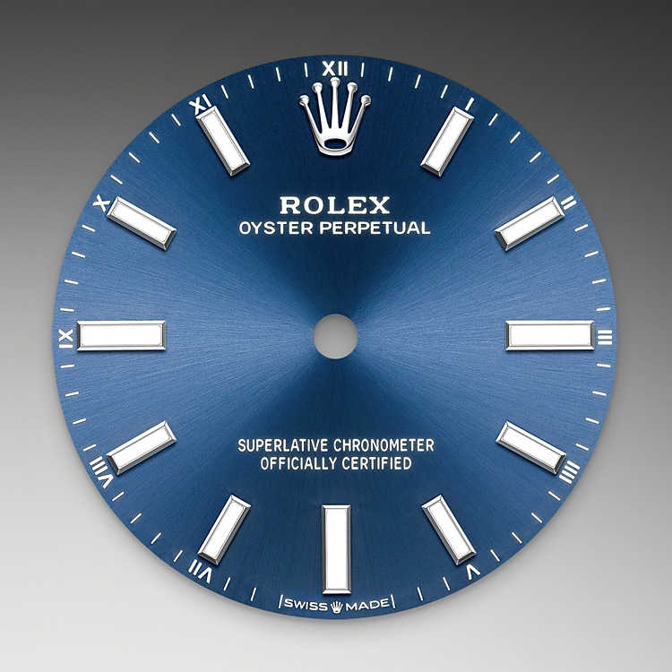 Esfera azul vivo del reloj Rolex Oyster Perpetual 34 M124200-0003