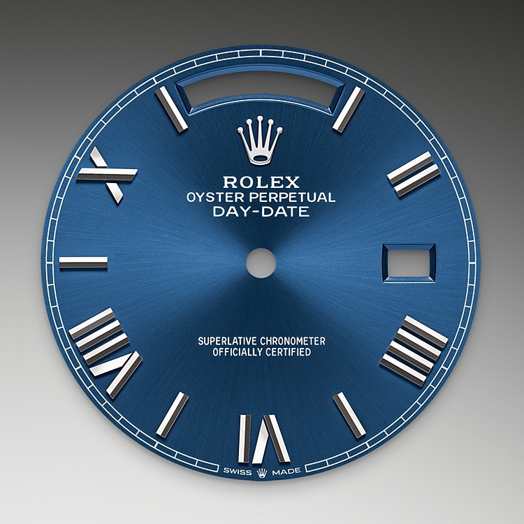 Esfera azul vivo del reloj Rolex Day‑Date 40 M228239-0007