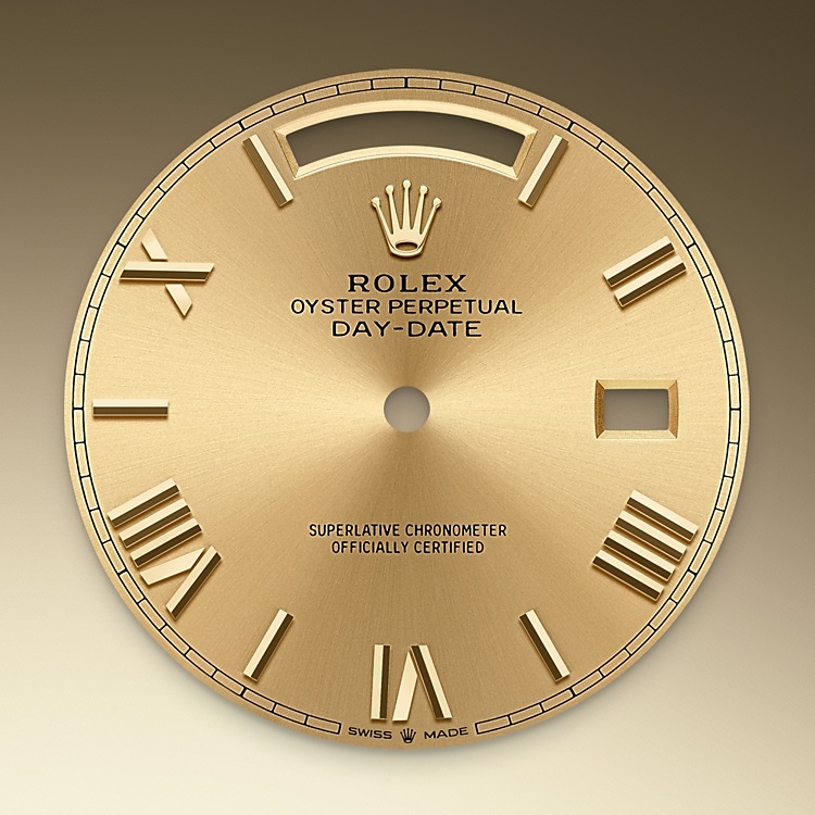 Esfera color champagne del reloj Rolex Day‑Date 40 M228238-0006