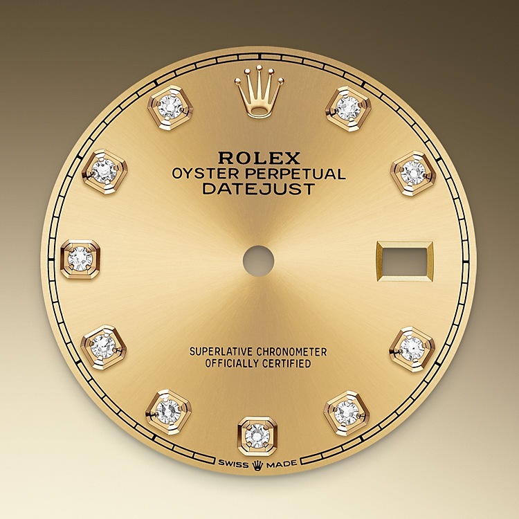 Esfera color champagne del reloj Rolex Datejust 36 M126233-0018