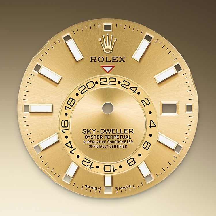 Esfera color champagne del reloj Rolex Sky-Dweller M336933-0001