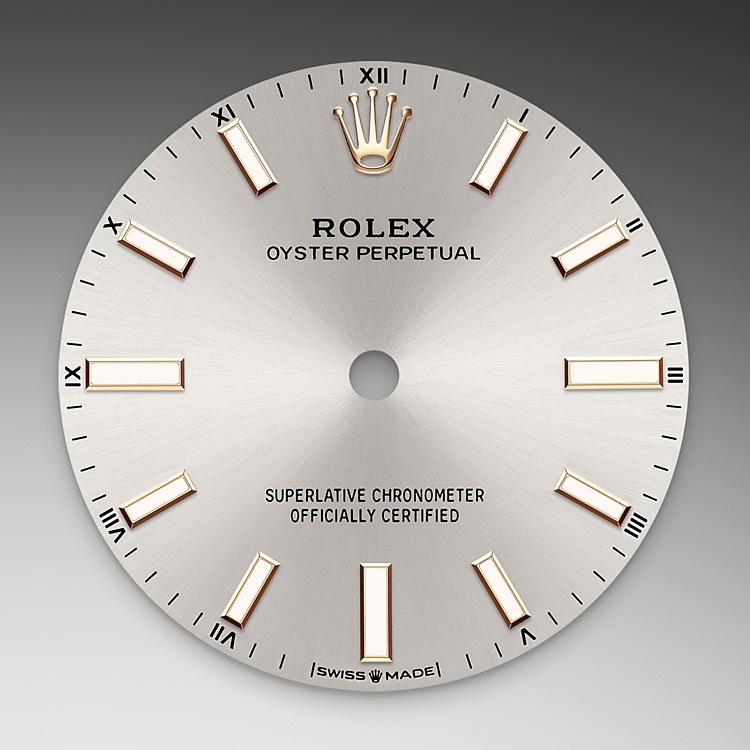 Esfera plateada del reloj Rolex Oyster Perpetual 34 M124200-0001