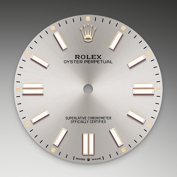 Esfera plateada del reloj Rolex Oyster Perpetual 41 M124300-0001