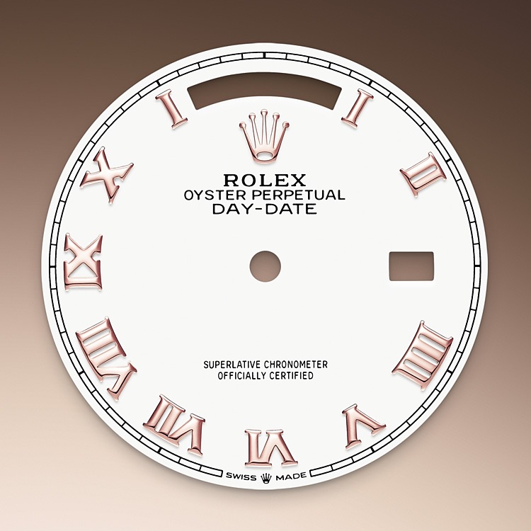 Esfera blanca del reloj Rolex Day‑Date 36 M128235-0052