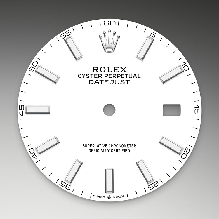 Esfera blanca del reloj Rolex Datejust 41 M126300-0005