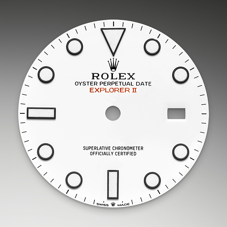 Esfera blanca del reloj Rolex Explorer II M226570-0001
